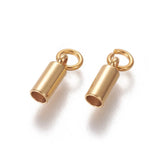 50pcs 304 Stainless Steel Cord Ends Caps Golden Jewelry Making Supplies