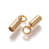 50pcs 304 Stainless Steel Cord Ends Caps Golden Jewelry Making Supplies