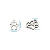 50pcs Stainless Steel Dog Paw Print Charms for Bracelets Earrings Jewelry Making