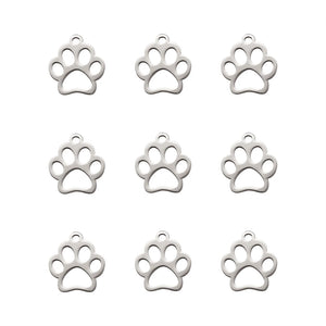 50pcs Stainless Steel Dog Paw Print Charms for Bracelets Earrings Jewelry Making