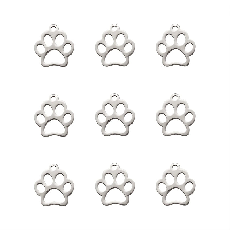 50pcs Stainless Steel Dog Paw Print Charms for Bracelets Earrings Jewelry Making