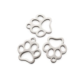 50pcs Stainless Steel Dog Paw Print Charms for Bracelets Earrings Jewelry Making