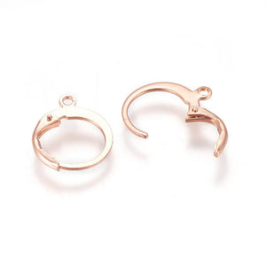 50pcs 304 Stainless Steel Leverback Earring Findings with Loop Rose