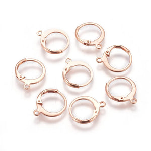 50pcs 304 Stainless Steel Leverback Earring Findings with Loop Rose