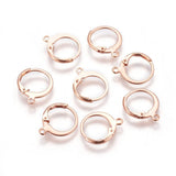 50pcs 304 Stainless Steel Leverback Earring Findings with Loop Rose