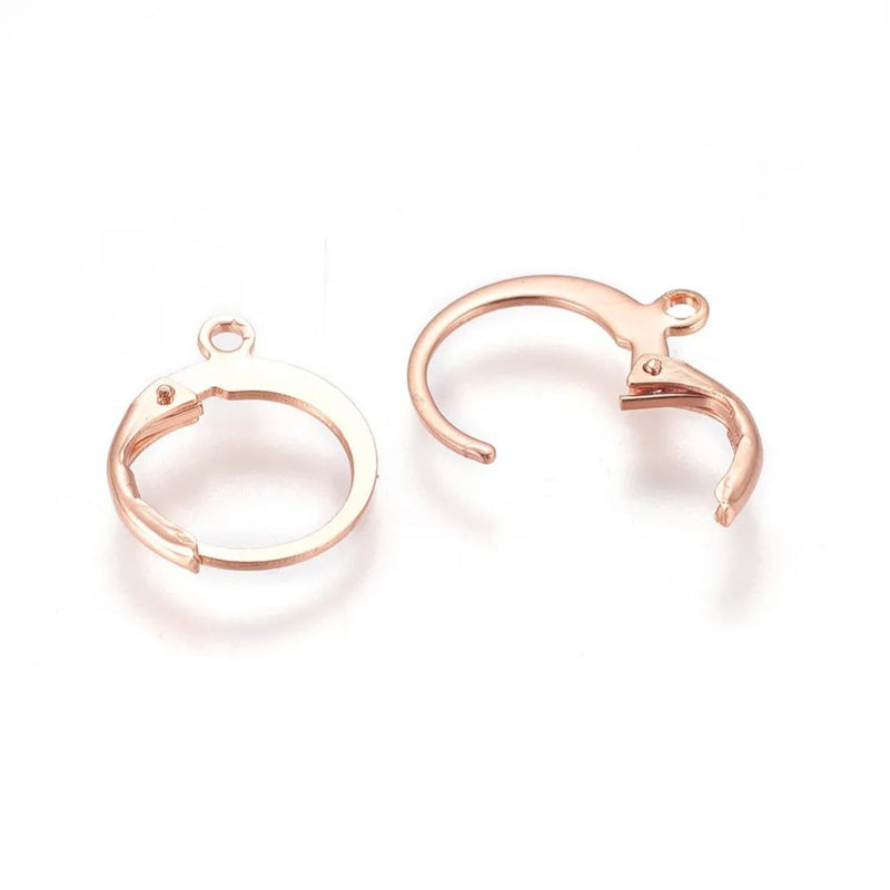 50pcs 304 Stainless Steel Leverback Earring Findings with Loop Rose