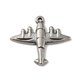 50pcs 304 Stainless Steel Plane Charms Pendants Antique Silver Style
