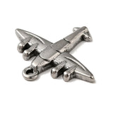 50pcs 304 Stainless Steel Plane Charms Pendants Antique Silver Style