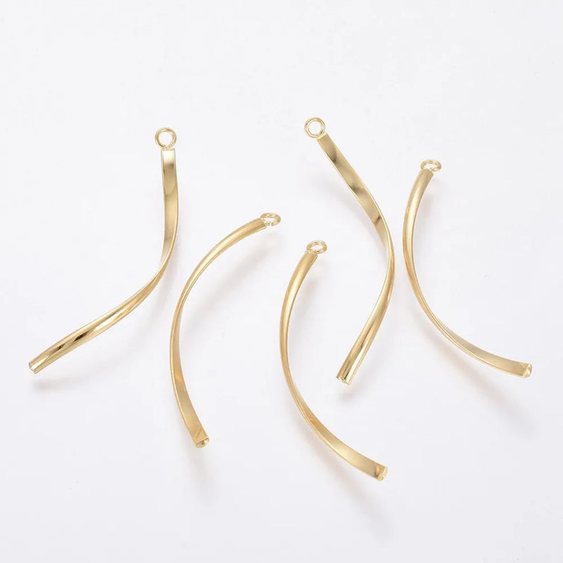 50pcs 304 Stainless Steel Twist Pendants 40x3x1mm