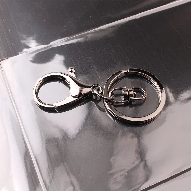 50pcs 30mm Keyring Multiple Colors Key Chains Rings Round Hook Lobster Clasp