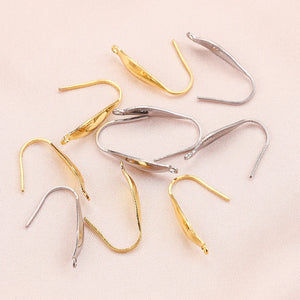 50pcs 316 Stainless Steel 20mm Earring Hooks with Gold-Plated Base