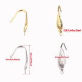 50pcs 316 Stainless Steel 20mm Earring Hooks with Gold-Plated Base