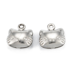 50pcs 316 Surgical Stainless Steel Cat Charms for DIY Jewelry Making