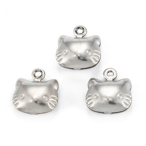 50pcs 316 Surgical Stainless Steel Cat Charms for DIY Jewelry Making