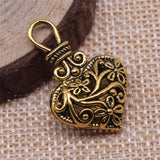 50pcs 3D Heart Charms Flower Pattern Hollow Flowers Heart Charms