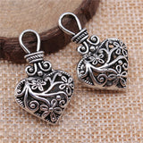 50pcs 3D Heart Charms Flower Pattern Hollow Flowers Heart Charms