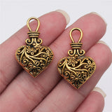 50pcs 3D Heart Charms Flower Pattern Hollow Flowers Heart Charms