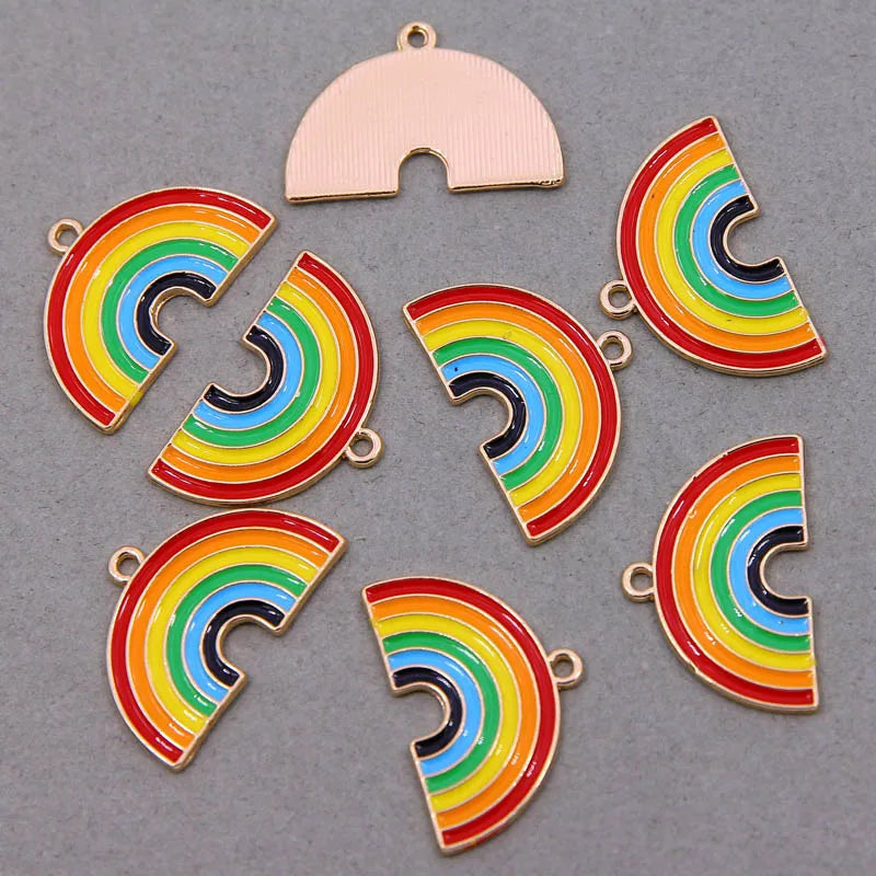 50pcs Rainbow Enamel Cloud Charms for Jewelry Making Necklaces Earrings
