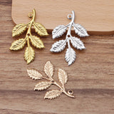 50pcs 32x50mm Brass Filigree Leaf Pendant DIY Jewelry Accessories
