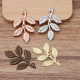 50pcs 32x50mm Brass Filigree Leaf Pendant DIY Jewelry Accessories