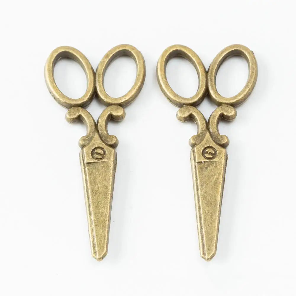 50pcs Antique Silver Scissors Charms Vintage Bronze Pendant for DIY Jewelry
