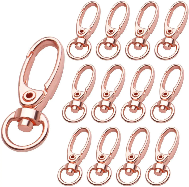 50pcs 35mm Swivel Trigger Clips Metal Keyring Clasps Snap Hooks, Rose