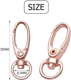 50pcs 35mm Swivel Trigger Clips Metal Keyring Clasps Snap Hooks, Rose