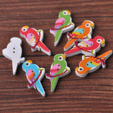 50pcs 35x18mm Parrot Wood Cartoon Wooden Buttons Bead Sewing DIY
