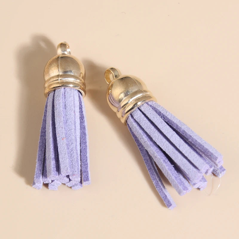 50pcs 38mm Suede Tassel Keychain Bag Charms DIY Pendant Summer Jewelry Findings