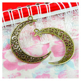 50pcs Antique Bronze/Silver/Gold Half Moon Charms for Diy Necklace Jewelry