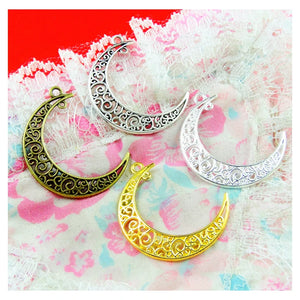 50pcs Antique Bronze/Silver/Gold Half Moon Charms for Diy Necklace Jewelry