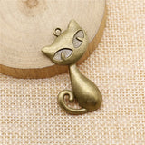 50pcs Big Cat Pendant Charm For Jewelry Making Antique Silver Bronze Findings