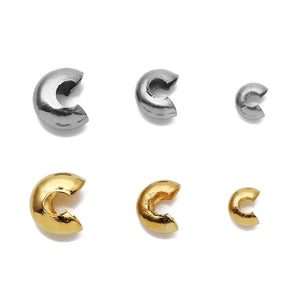 50pcs Stainless Steel Crimp End Beads Cover Spacer Beads for DIY Jewelry Making