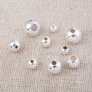 50pcs 3mm Sterling Silver Round Ball Beads Jewelry Making Findings