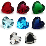 50pcs Heart Shape Glass Stone Rose Red Green