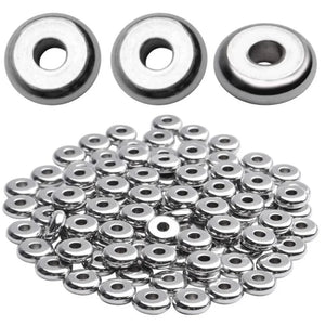 50pcs Stainless Steel Spacer Beads Round Flat Loose Beads for Jewelry Making