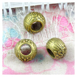 50pcs Big Hole Beads Vintage Charms European Pendant DIY Antique Bronze