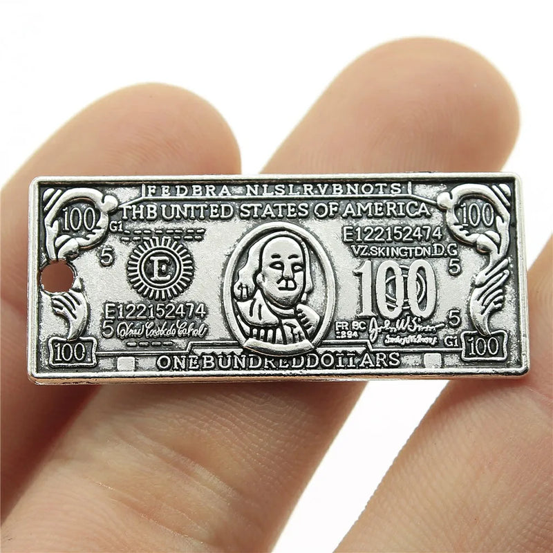 50pcs Money Dollar Pendant Charms For Jewelry Making Antique Silver