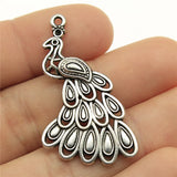 50pcs Antique Silver Peacock Pendant Charm for Jewelry Making