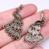 50pcs Antique Silver Peacock Pendant Charm for Jewelry Making