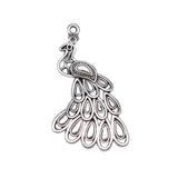 50pcs Antique Silver Peacock Pendant Charm for Jewelry Making