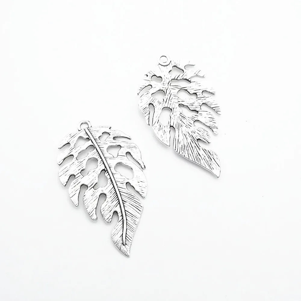50pcs Antique Silver Leaf Charms for Jewelry Making