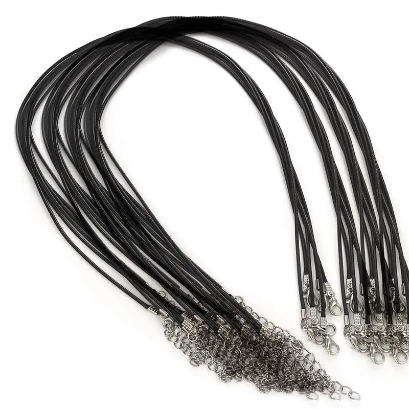 50pcs 45mm Adjustable Leather Rope Cord DIY Necklace Pendant Lobster Clasp