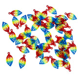 50pcs Small Leaf Charms Double Face Colored Leaves for Jewellery Making C5121