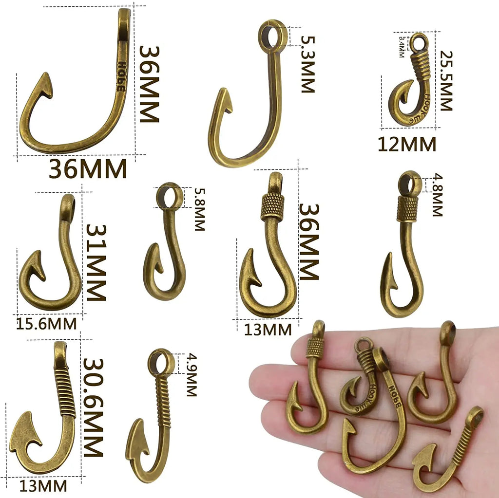 50pcs Fishhook Charm Pendants Vintage Alloy Fish Hook Pendants for DIY Jewelry
