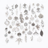 50pcs Tibetan Silver Leaf Flower Charms Pendants for Jewelry Making