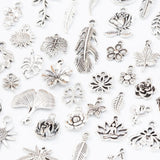 50pcs Tibetan Silver Leaf Flower Charms Pendants for Jewelry Making
