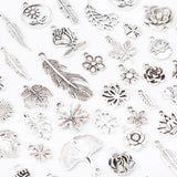 50pcs Tibetan Silver Leaf Flower Charms Pendants for Jewelry Making