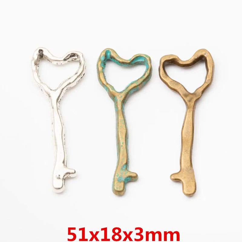 50pcs Vintage Silver Key Charms for DIY Jewelry Making