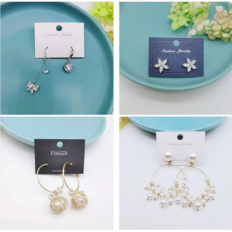 50pcs Plastic Earring Cards Ear Stud Display with Hooks